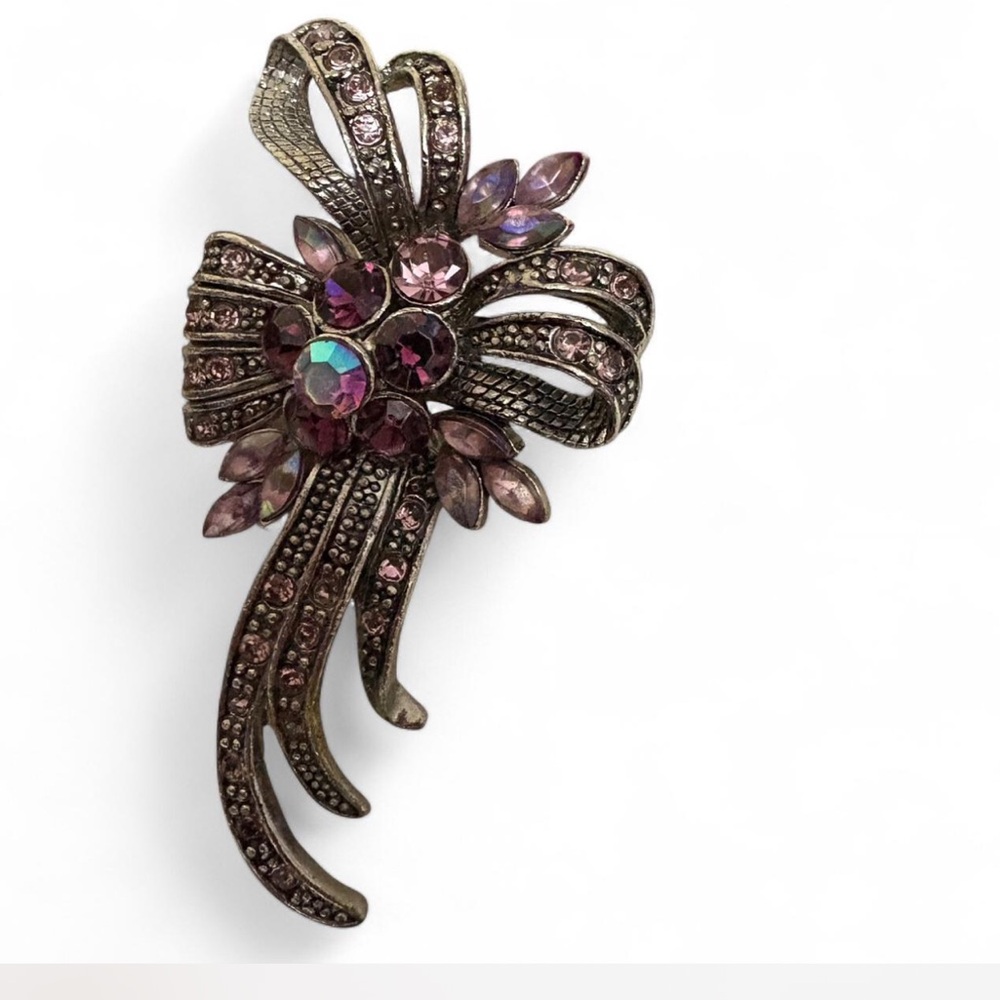 Elegant Purple Crystal Brooch